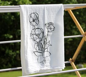 s 10 lovely ways decorate those plain tea towels you have, Screen Print For Custom Florals