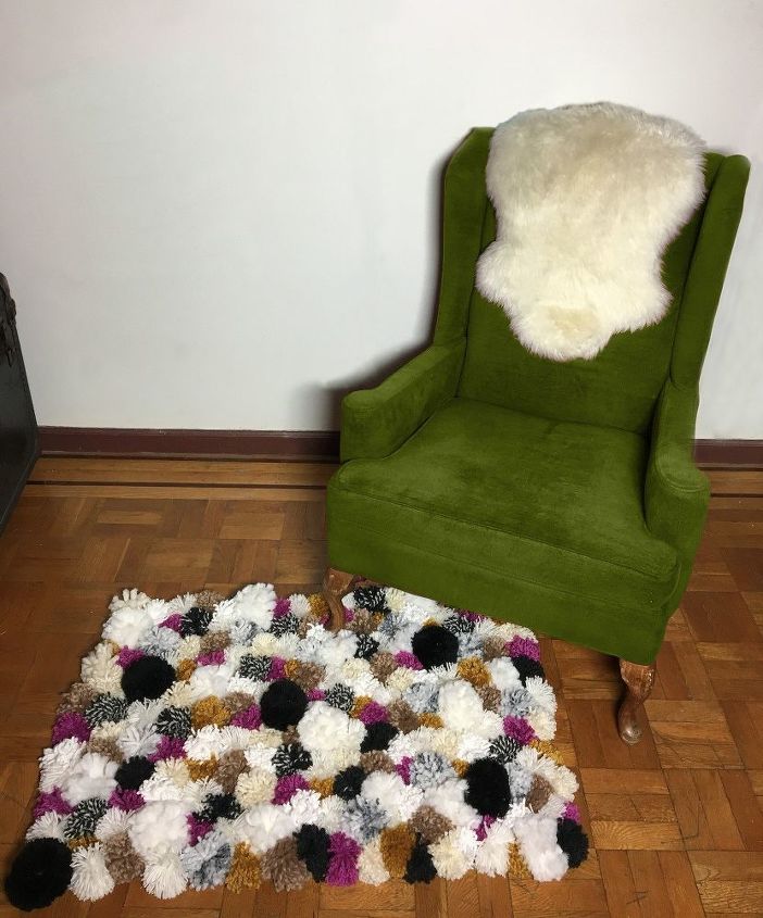 s 10 quick and easy rug ideas to brighten up your space, Fluff Pom Poms Into A Rug