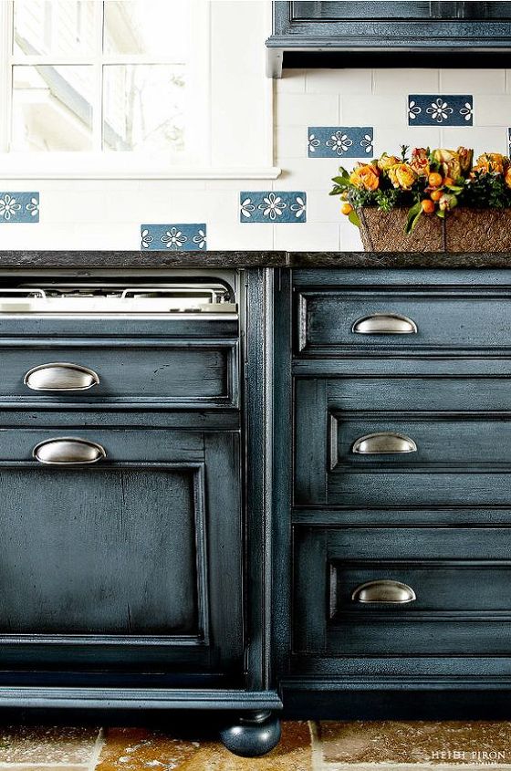 blue kitchen cabinet project