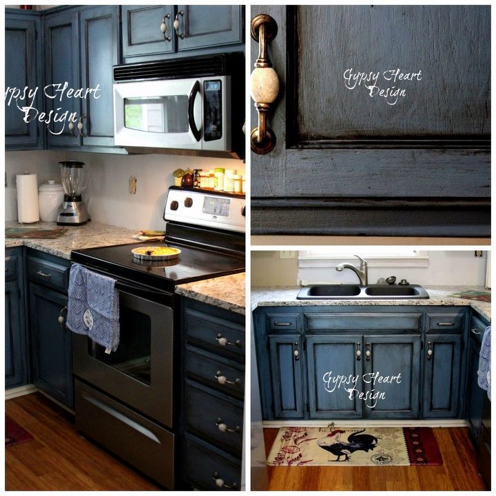 blue kitchen cabinet project