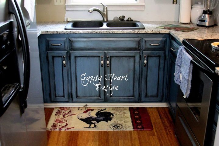 blue kitchen cabinet project