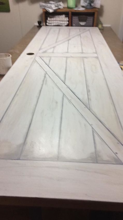 faux painted barn shed door for closet