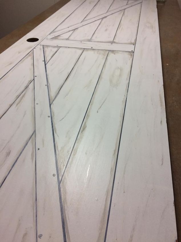 faux painted barn shed door for closet