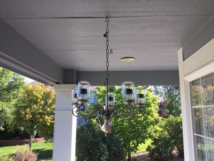 upcycle an outdated chandelier to a solar chandelier