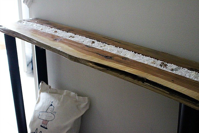 make a shadow box console table from an old piece of wood