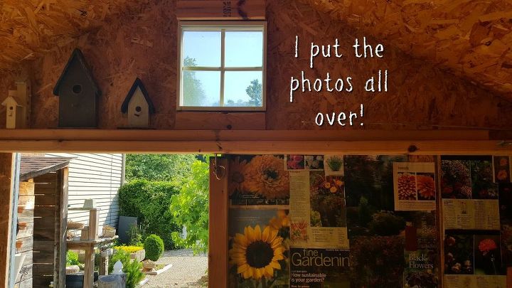 using old magazines to decorate my garden shed