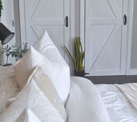 s 15 brilliant ways to makeover your drab bedroom, Do Farmhouse Closet Doors Affordably