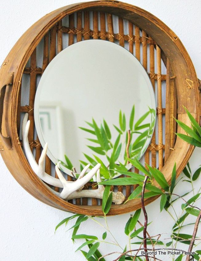 30 of the best diy mirror projects ever made, Bamboo Basket Mirror
