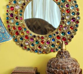 30 of the best diy mirror projects ever made, Cardboard Bejeweled Mirror