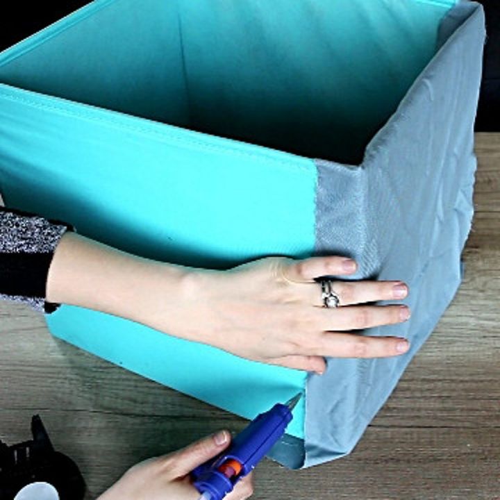 idias diy para armazenamento como cobrir uma caixa com tecido