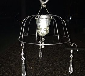 s 16 stunning ways for you to add solar lighting, Hook Crystals Into A Chandelier Basket