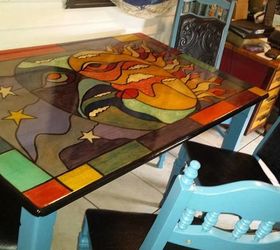 s 15 ways to diy your dream dining room table for half the price, Create A Stained Glass Effect On Wood