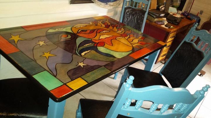 s 15 ways to diy your dream dining room table for half the price, Create A Stained Glass Effect On Wood