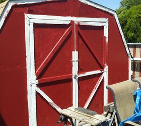 turn your shed into a mini barn, Barn Paint Goes On