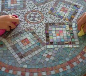 diy mosaic garden table design glue grout finish