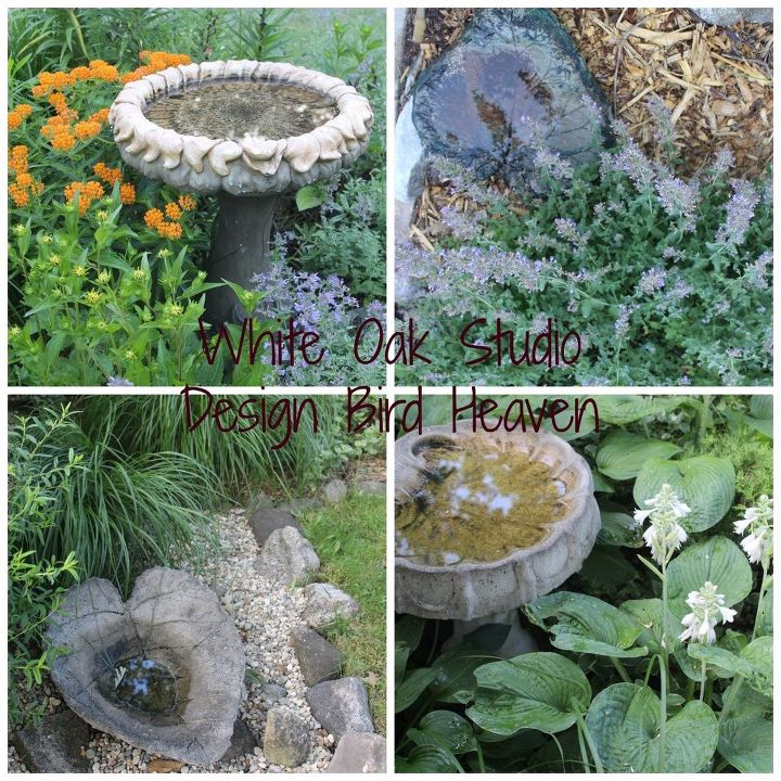 birdbaths decorate my garden and provide water for critters