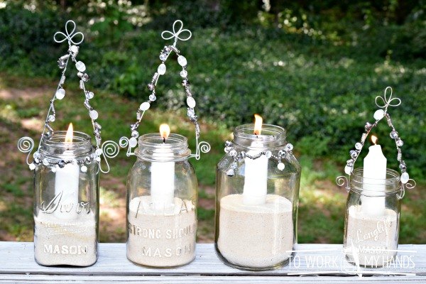 vintage canning jars repurposed into candle lanterns
