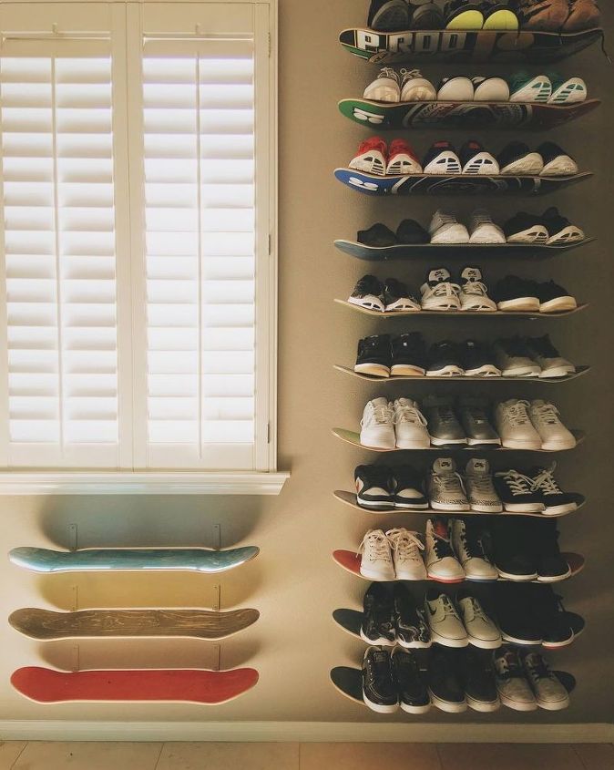 31 brilliant ways to repurpose everyday items into perfect organizers, Recycle Old Skateboards
