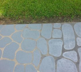 painted flagstones on concrete stepping stones