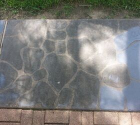 painted flagstones on concrete stepping stones