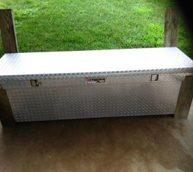 upcycled pickup tool box, End legs with back support completed