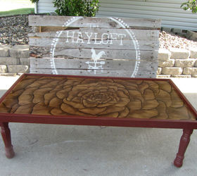 s 15 perfect coffee tables you and your husband can build together, Free Hand A Flower And Stain It