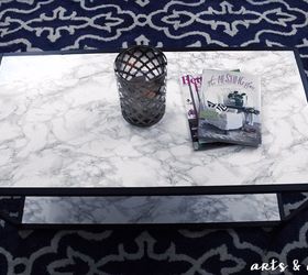 s 15 perfect coffee tables you and your husband can build together, Spread Faux Marble Contact Paper