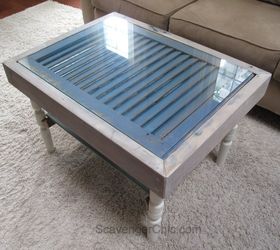 s 15 perfect coffee tables you and your husband can build together, Affix Legs To A Window Shutter
