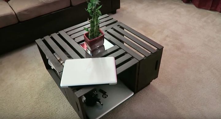 s 15 perfect coffee tables you and your husband can build together, Join Several Crates Together