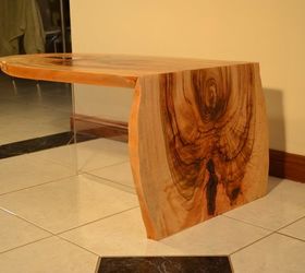 s 15 perfect coffee tables you and your husband can build together, Chisel Bark Into A Floating Waterfall