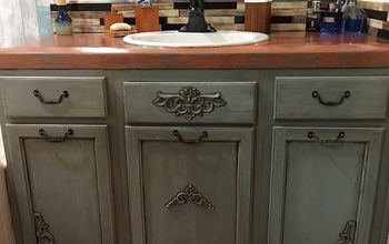 EZ & CHEAP!  Henry's Concrete COPPER Counter With Patina...OVER TILE!