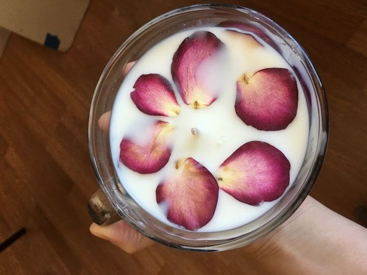 homemade pressed flower candles