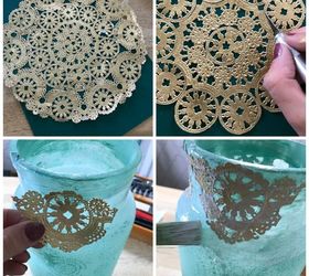 diy moroccan inspired lantern made from old glass and paper doilies