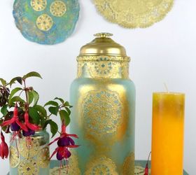 diy moroccan inspired lantern made from old glass and paper doilies