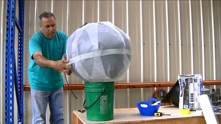how to use a yoga ball to make a concrete sphere planter