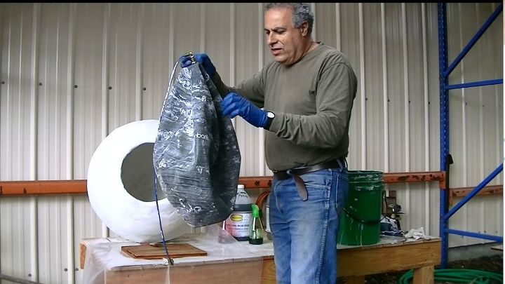 how to use a yoga ball to make a concrete sphere planter