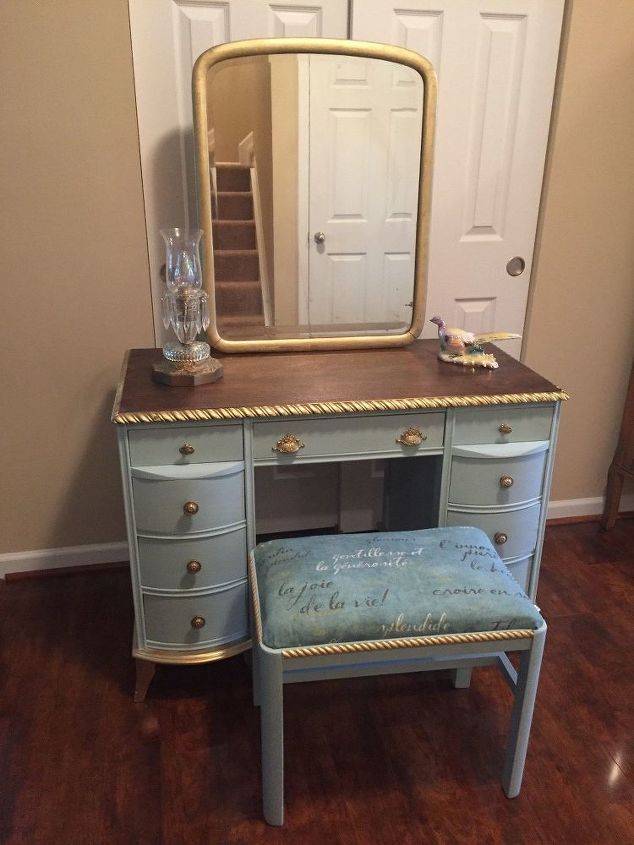 s 15 gorgeous vanities worthy of royalty that s you, Restore An Ugly Vanity With Gold Details