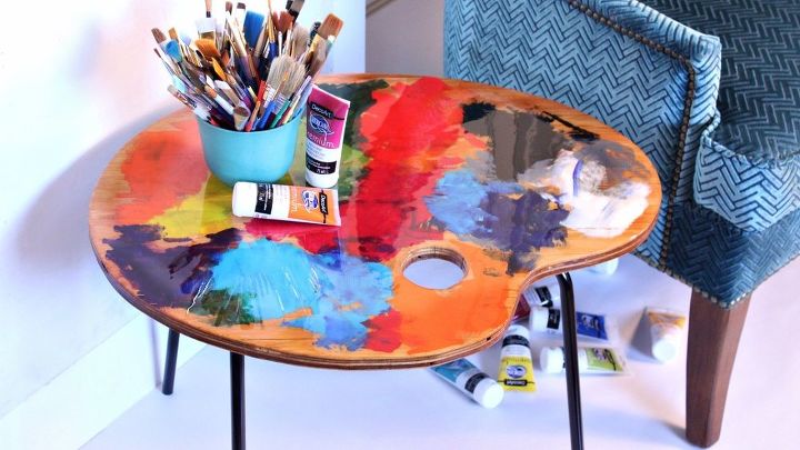 artist side table from old chair