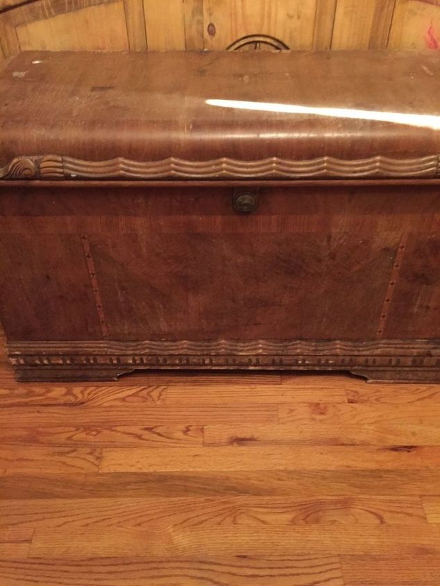q need advice to refinish cedar chest with parquet veneer front