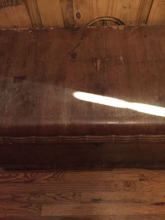 q need advice to refinish cedar chest with parquet veneer front