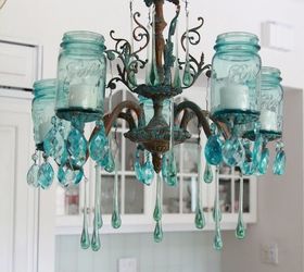 s 29 ways to get a splash of blue in your house, Hang A Blue Mason Jar Chandelier