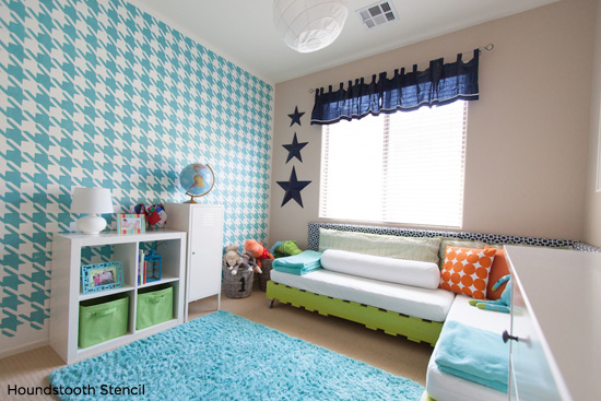 s 29 ways to get a splash of blue in your house, Stencil A Cool Pattern On A Wall