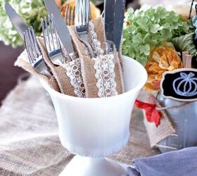 31 super cute easy diy ideas for your kitchen, These Burlap Silverware Pockets