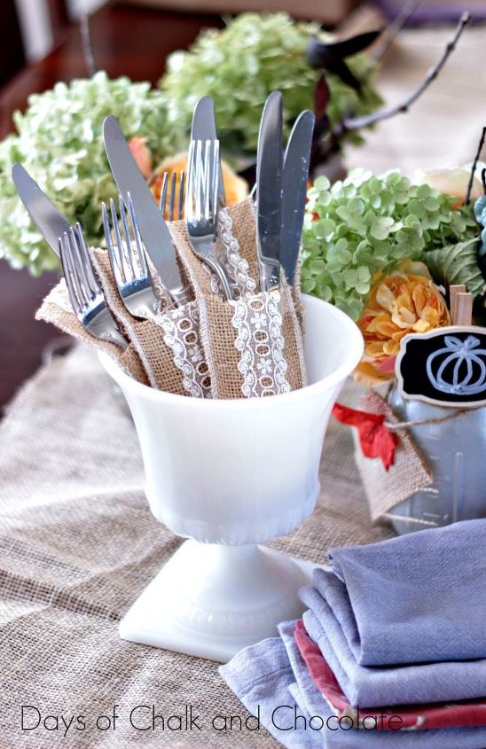 31 ideas de bricolaje sper bonitas y fciles para tu cocina, Bolsillos para cubiertos de arpillera y encaje