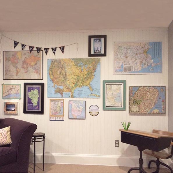 s 10 wanderlust worthy home additions for your inner traveler, Coat An Entire Wall In A Gallery Of Maps