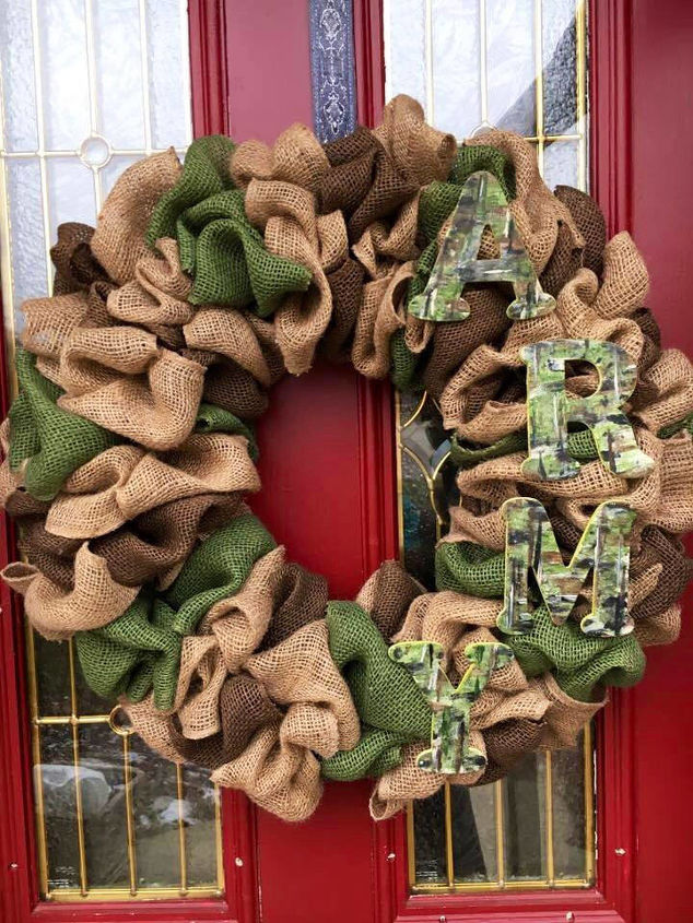 army burlap wreath