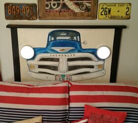 old license plates lying around check out these 28 snazzy decor ideas, And Pair It With A Matching Truck Headboard