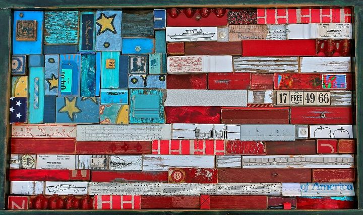 old license plates lying around check out these 28 snazzy decor ideas, Or Mix Items For This Patriotic Dazzler