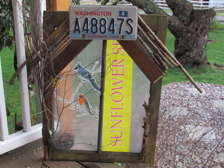 old license plates lying around check out these 28 snazzy decor ideas, Build A Backyard Birdhouse From Scratch