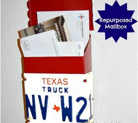 old license plates lying around check out these 28 snazzy decor ideas, Renovate An Ugly Mailbox